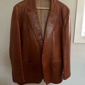 Vintage Brown Leather Blazer